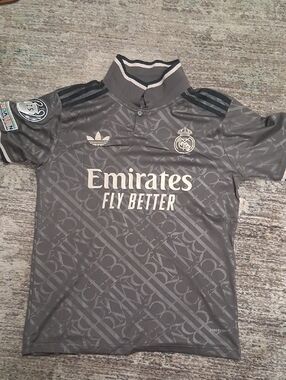 adidas Gray Real Madrid Mens Small Emirates Fly Better 3rd Jersey